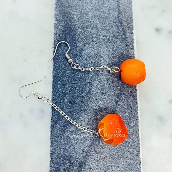 Orange Fruit Dangle Earrings - Picture 8 of 8